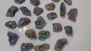 Rainbow Aura Amethyst Cluster: Titanium Coated Healing Crystal