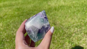 Polished Fluorite Crystal Tower: Rainbow Healing Stone, Home Decor