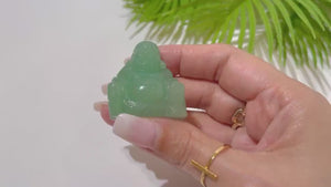 Green Aventurine Happy Buddha: Crystal Healing Stone (37 x 36 x 23 mm)
