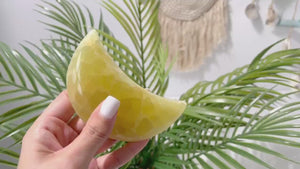 Lemon Calcite Crystal Moon: Positive Energy Stone