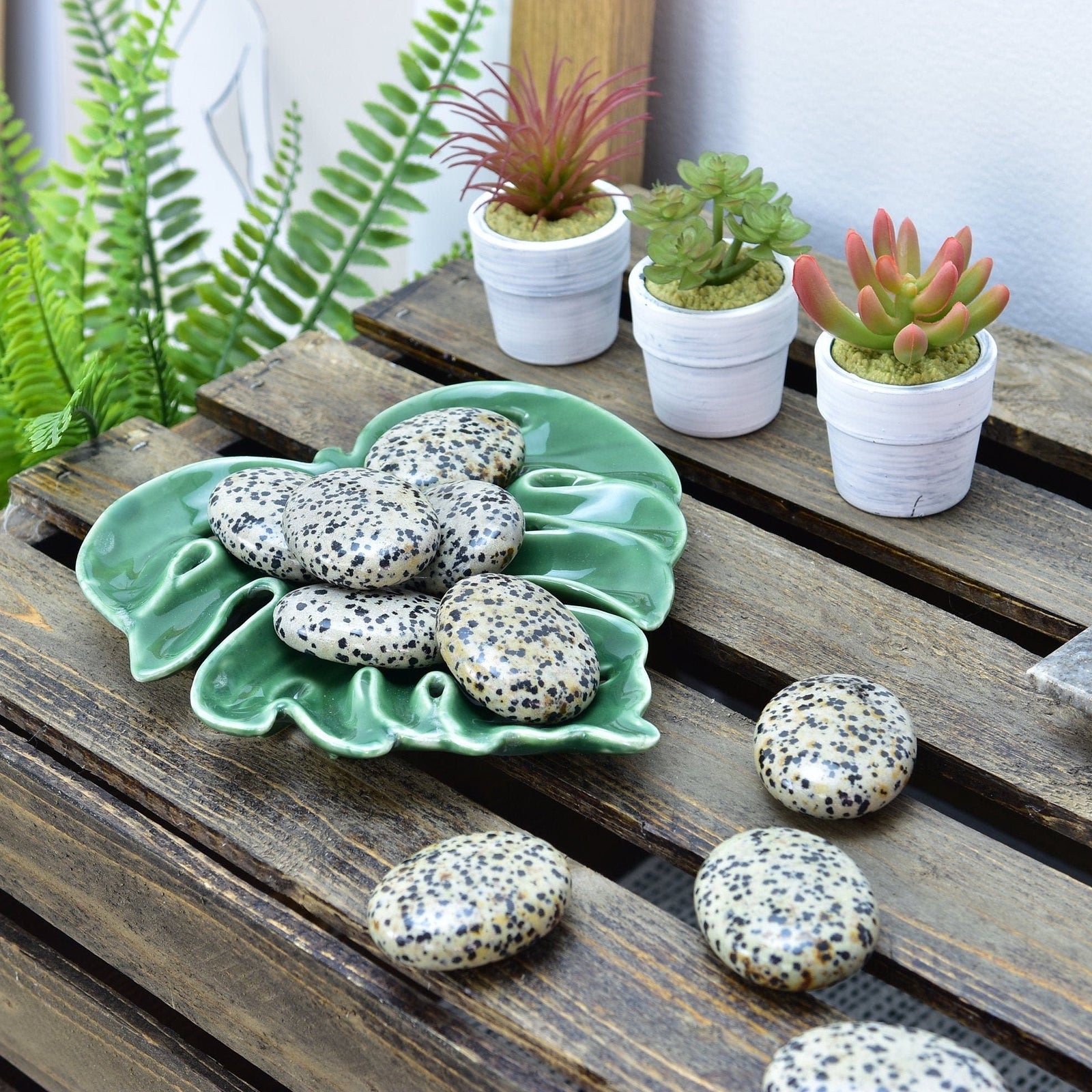 Dalmatian Jasper Palm Stone