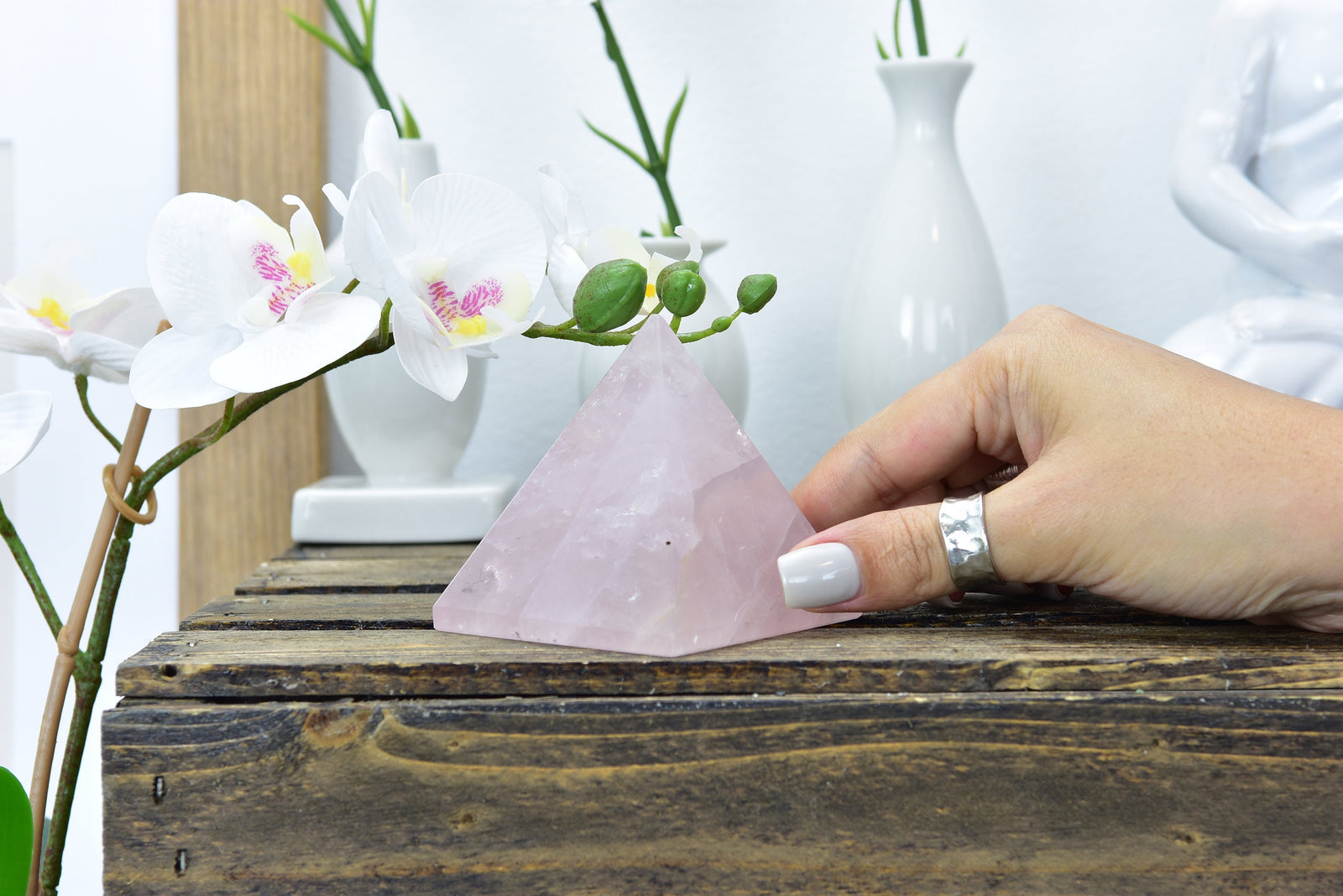 Rose Quartz Crystal Pyramid