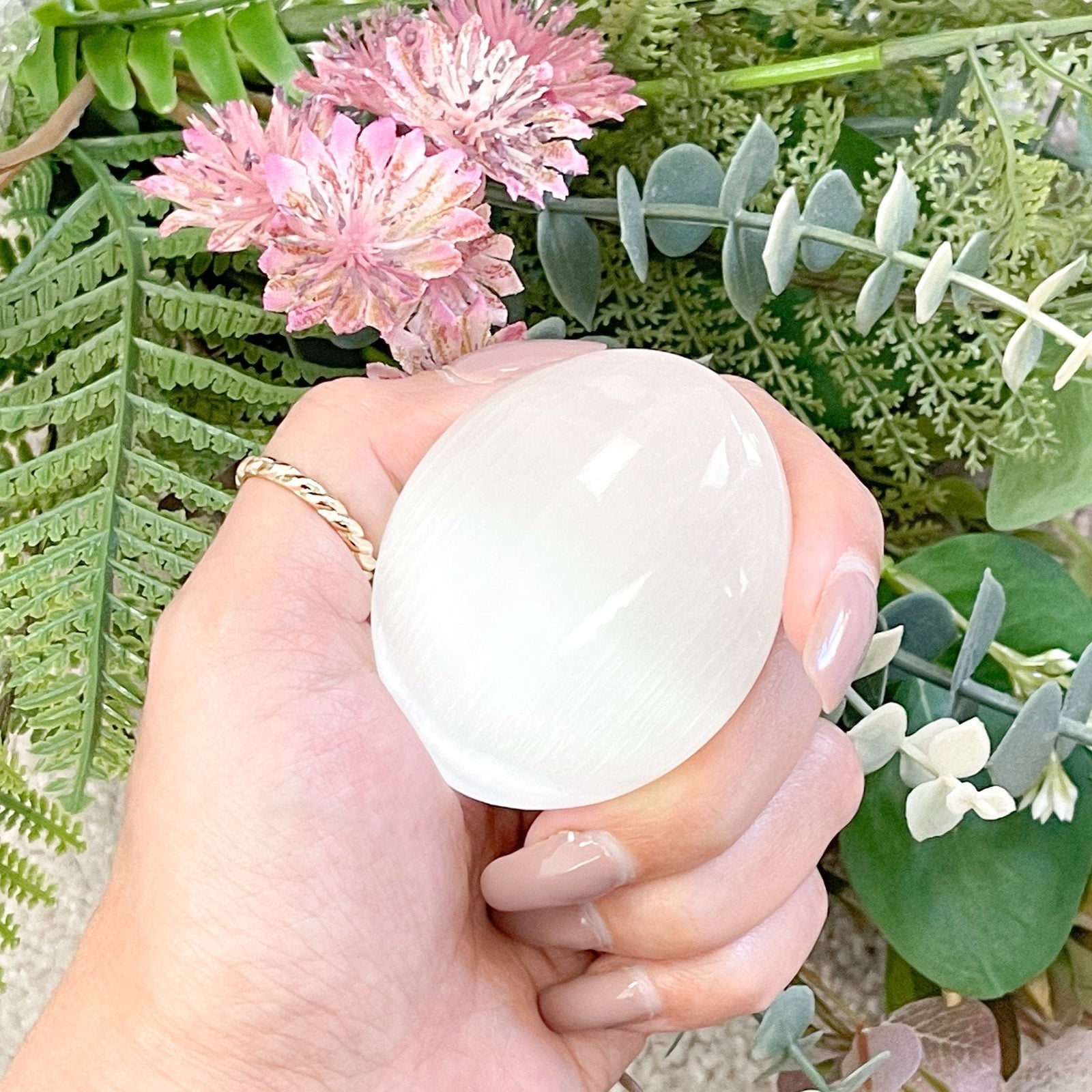Selenite Palm Stones