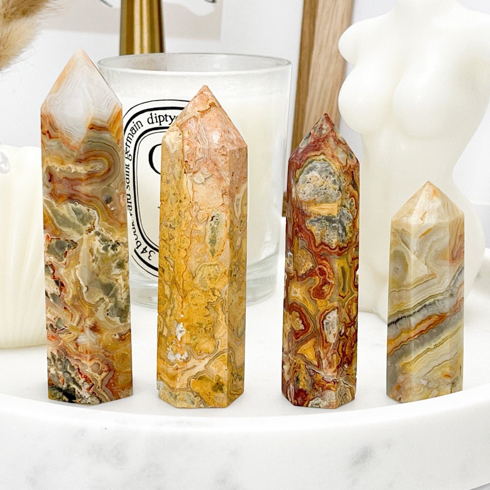 Crazy Lace Agate Tower Points