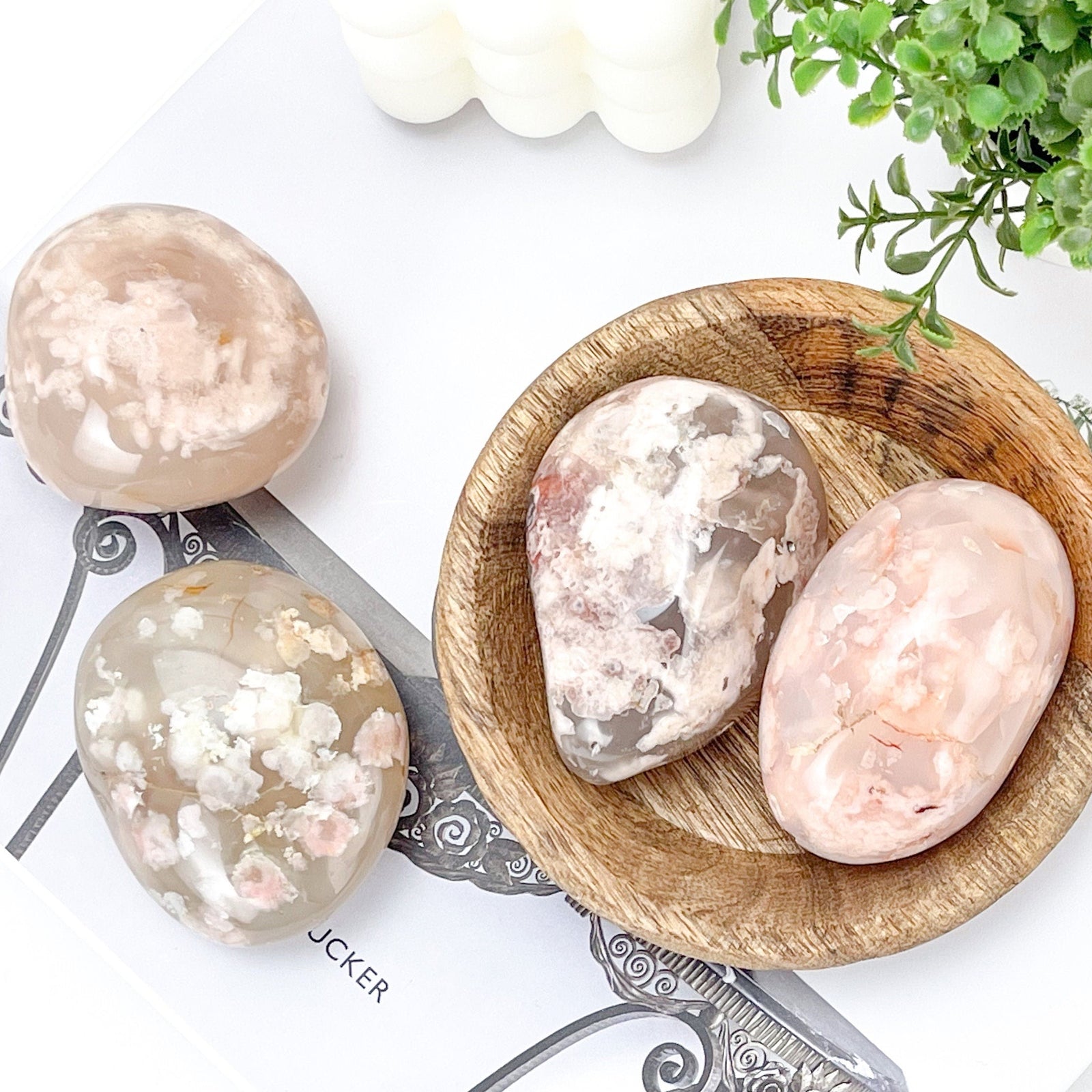 Cherry Blossoms Palm Stone