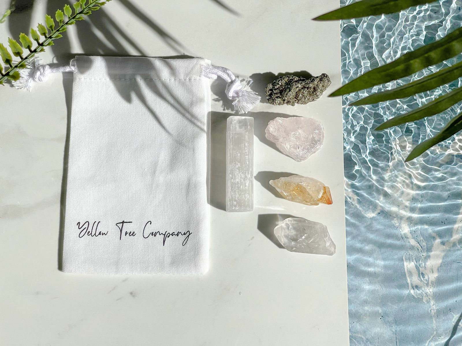 Nurture Your Friendships with this Energizing Crystal Set - Includes Pyrite, Clear Quartz, Citrine, Rose Quartz, and a Free Selenite Stick