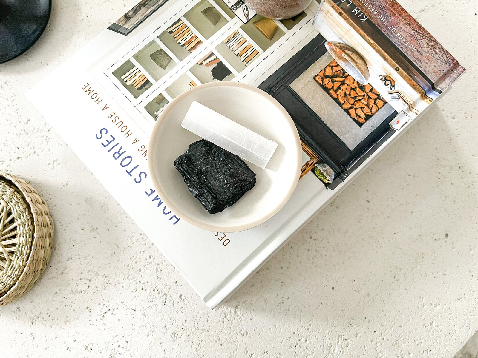 Selenite and Black Tourmaline Healing and Protection Crystal Set