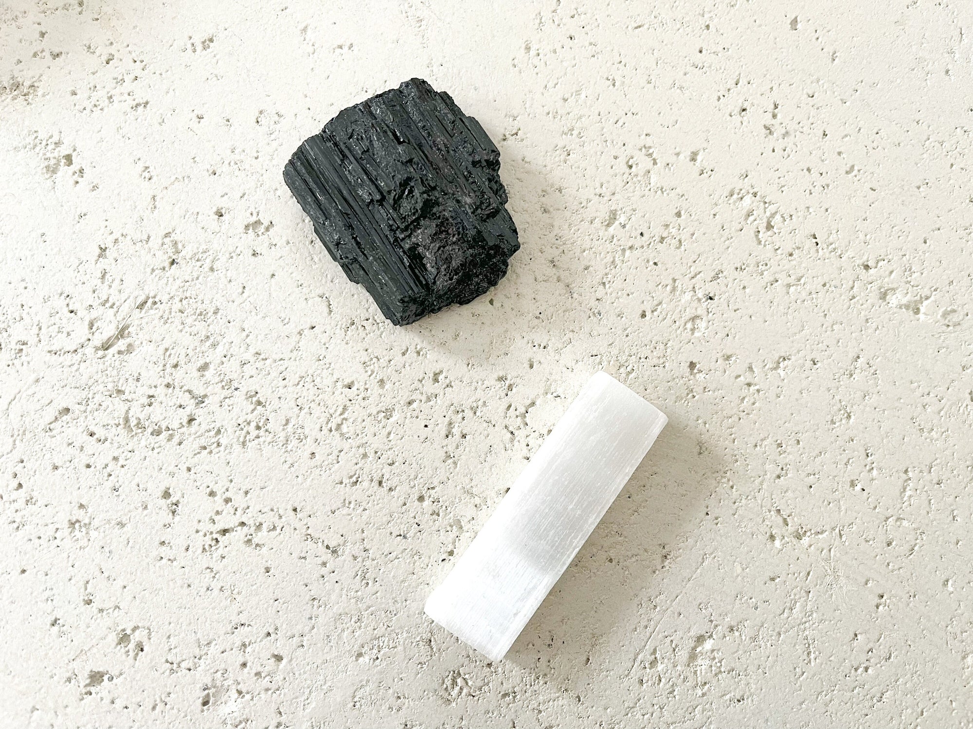 Selenite and Black Tourmaline Healing and Protection Crystal Set