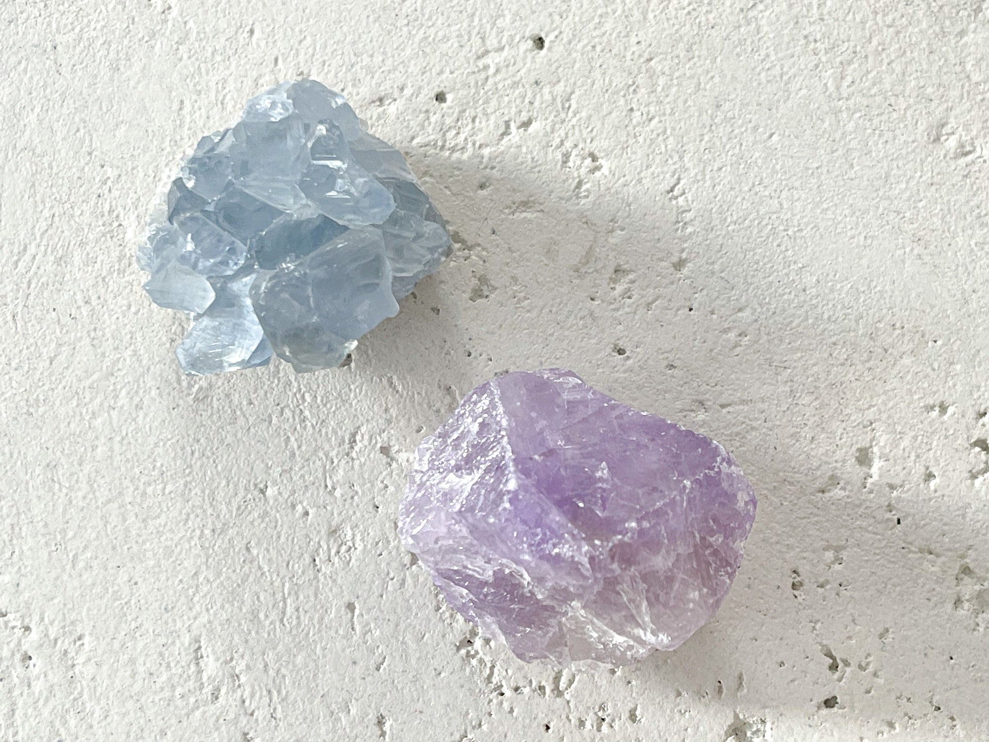 Celestite and Amethyst Crystal Set, Celestite Cluster Raw Amethyst Crystal Gift Set Home Decor Crystal Healing Kit