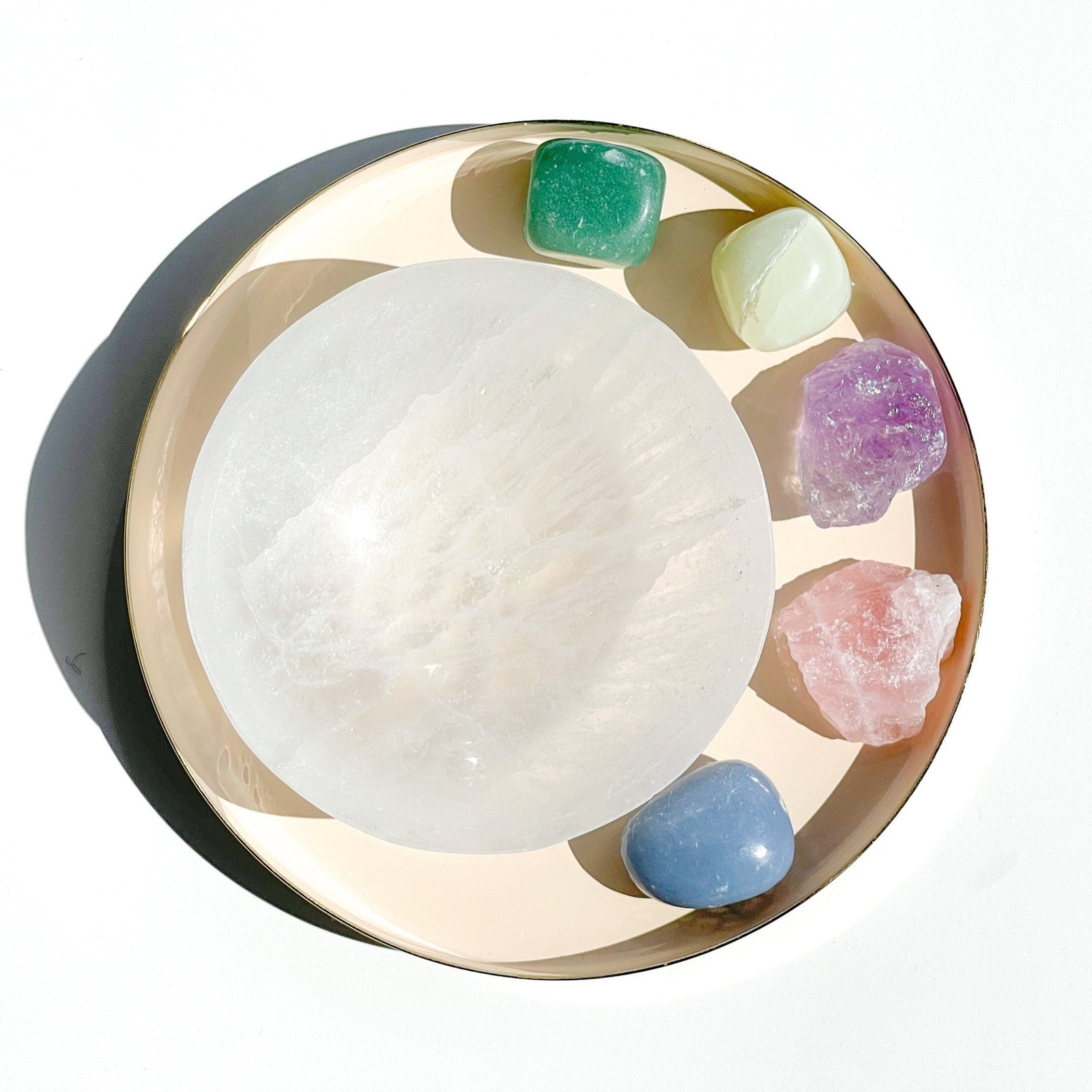 Aquarius Zodiac Crystal Set & Selenite Bowl: Angelite, Aventurine, Jade, Amethyst, Rose Quartz - Healing Stones for Energy and Balance"