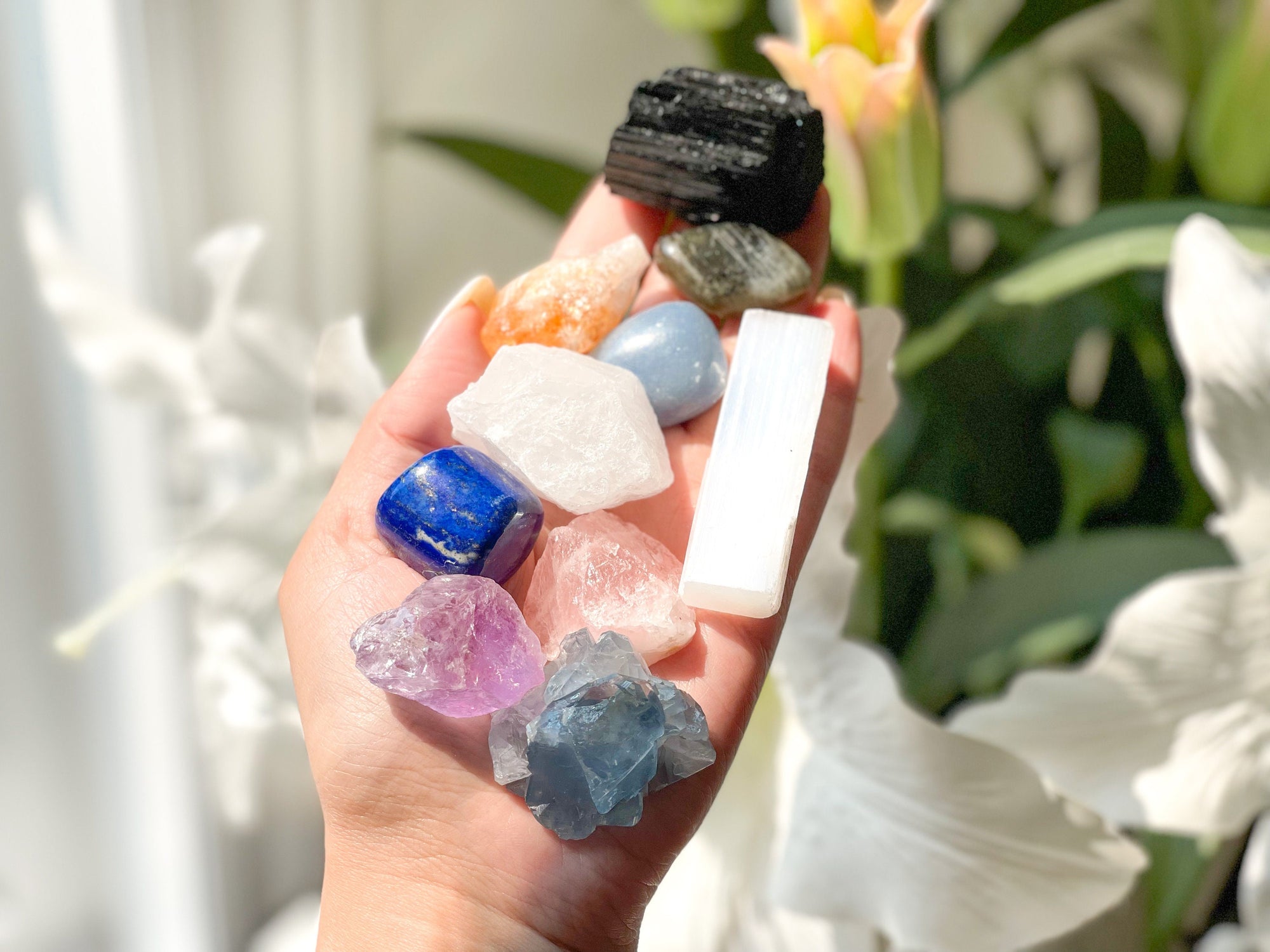 Ultimate Meditation Crystal Set: 10 Powerful Stones for Deep Relaxation, Spiritual Connection & Chakra Balancing - Cotton Pouch + Info Card