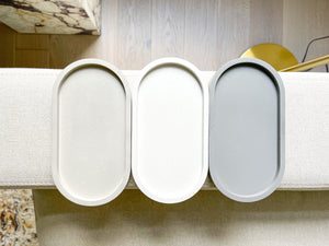 Tray - Handmade Oval Concrete Vanity Tray- Decorative Home Decor for Coffee Table, Vanity, Bathroom - Modern Cement Trinket & Jewelry Tray