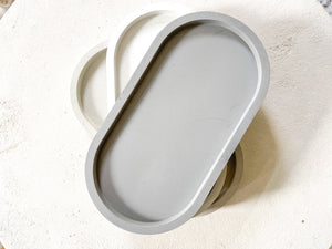 Tray - Handmade Oval Concrete Vanity Tray- Decorative Home Decor for Coffee Table, Vanity, Bathroom - Modern Cement Trinket & Jewelry Tray